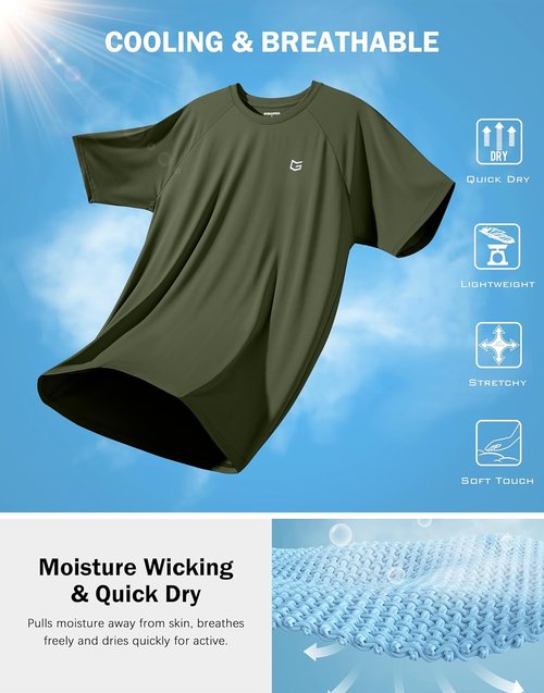 G Gradual Men's Athletic Workout T-Shirts - Moisture-Wicking Cooling Performance Tee for Gym & Tennis