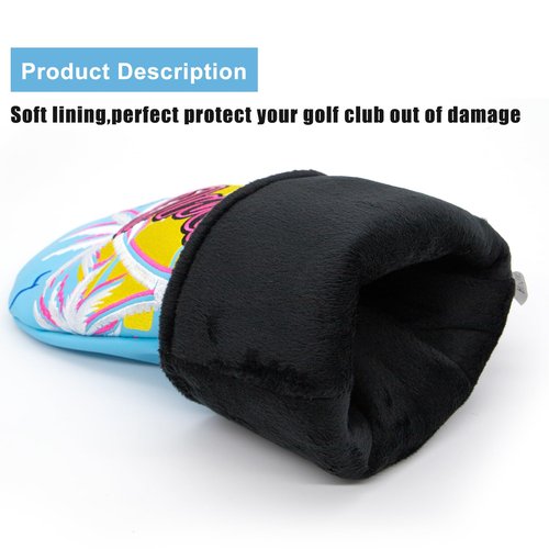 Golf Club Head Cover, Funny Golf Driver Fairway Wood Hybrid Mallet Blade Putter Cover Golf Headcover Premium Leather 3 Wood Headcover Fits Most of Drivers Woods and Putters (for Driver(1pcs))