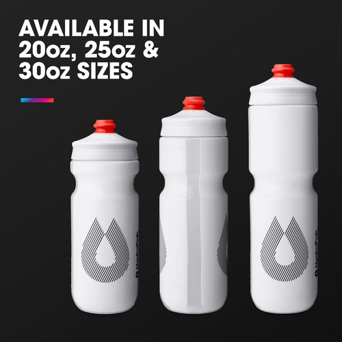 HydraPak | Polar Bottle - Breakaway Surge Lightweight Bike Water Bottle 2-Pack - High Flow, Cycling & Sports Squeeze Bottle (White, 880ml / 30oz)