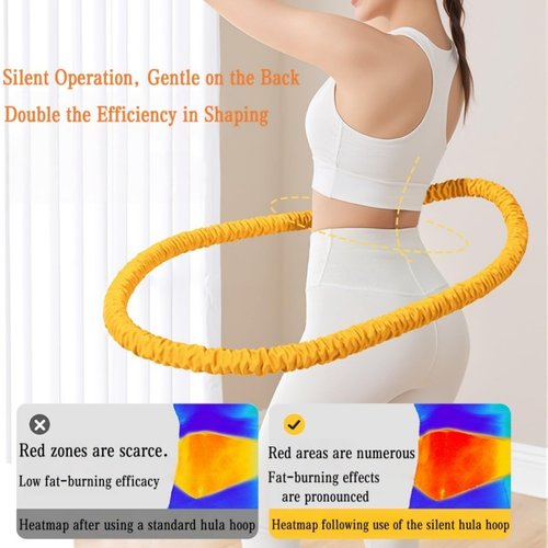 3.2lbs Soft Spring Weighted Hoop for Adults, Portable Core Workout Fitness Hoop, Quiet & Pinch-Proof Design for Effective Exercise (Light Yellow)