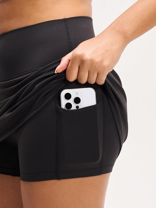 MCEDAR Tennis Skirt for Women High Waisted Golf Skorts Inner Shorts Athletic Skirts with Pockets Black-CS