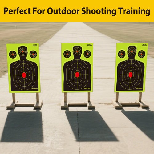 Splatter Shooting Targets 12x18 Inch, Instant Shoot and See Targets with Yellow Impact Marks, Self-Adhesive Target Stickers for BB Guns, Pellet Guns 10/25/50 Pack (50)