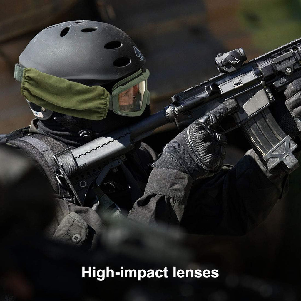 Xaegistac Tactical Safety Goggles - Anti-Fog Airsoft Glasses for Hunting & Cycling