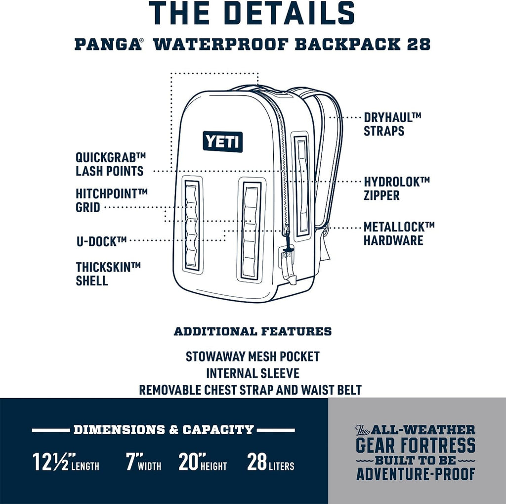 YETI Panga 28 Waterproof Airtight Submersible Bag - Durable Black Design for Outdoor Adventures