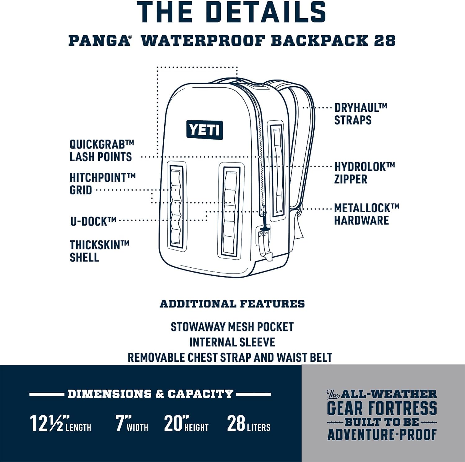 YETI Panga 28 Waterproof Airtight Submersible Bag - Durable Black Design for Outdoor Adventures