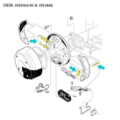 10L0L Golf Cart Brake Shoes and Spring Kit for Club Car DS 1995-up, Precedent 2004-up, EZGO 1986.5-1995, Yamaha G1 G2 G8 G9, Replace 101823201 1011463 23364G1 27249G01