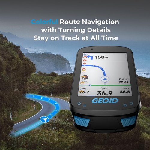 GEOID CC600 Color Screen Bike/Cycling Computer Wireless - Route Navigation with Reroute Planing, WiFi & Bluetooth, Fast 5s GPS Positioning, Free Indoor Training