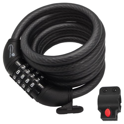 Lumintrail Combination Bike Lock Cable - 6ft Bike Locks Heavy Duty Anti Theft with Combinations - Bike Cable Lock Combination with Mounting Bracket (1 Pack, Matte Black)