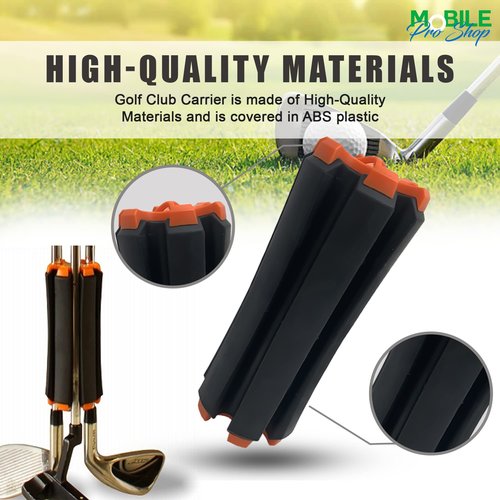 Golf Club Carrier with Golf Club Brush & Carabiner Clip Holds up to 6 Golf Clubs, Keeps Your Clubs Visible, Clean and Dry Premium Quality Golf Club Holder (Black Orange)