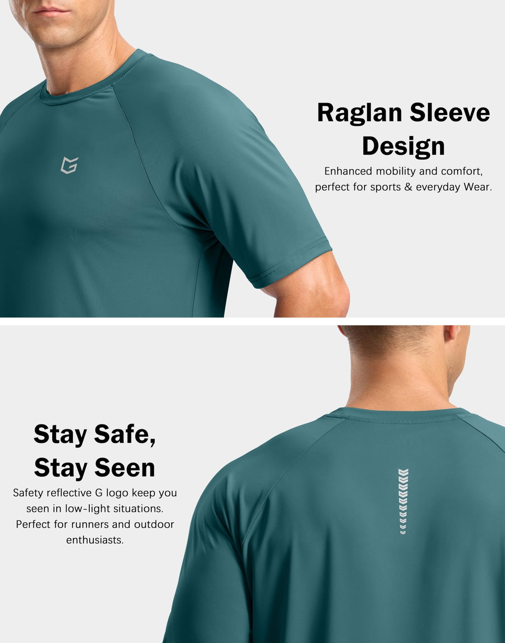 G Gradual Men's Athletic Workout T-Shirts Moisture Wicking Cooling Running Shirts Short Sleeve Performance Tee for Gym Tennis(Teal,XL)