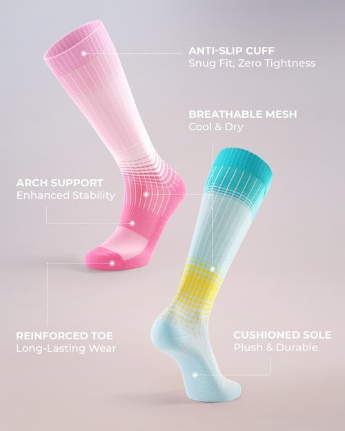 FITRELL Compression Socks - 15-20mmHg Circulation Support for Men & Women | 4 Pairs for Daily Wear