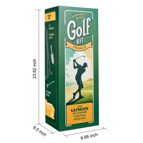 Golf & Mini Golf Complete Setup, 3X Pin Flags & Putting Green Hole Cups, 2X Adjustable Putters, Digger, Hole Cutter & More, for Grass Backyard, Beach, Driving Range Gift Set
