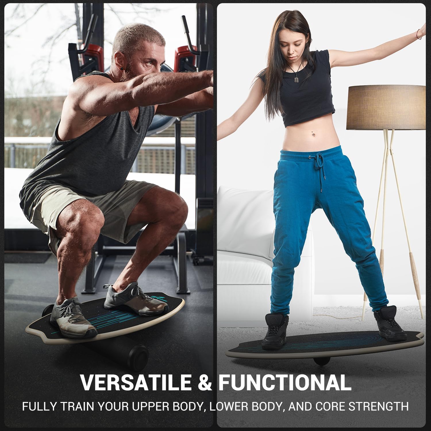 Sportneer Balance Board - 7-Mode Wobble Trainer with Adjustable Stoppers | Improve Balance & Stability