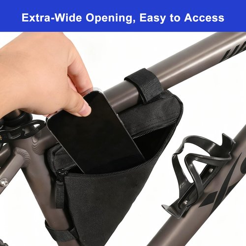 Csoalpo Bike Frame Bag, Premium Bike Pouch for Mountain Road Bike, Lightweight Triangle Bicycle Frame Bag (Small Black)