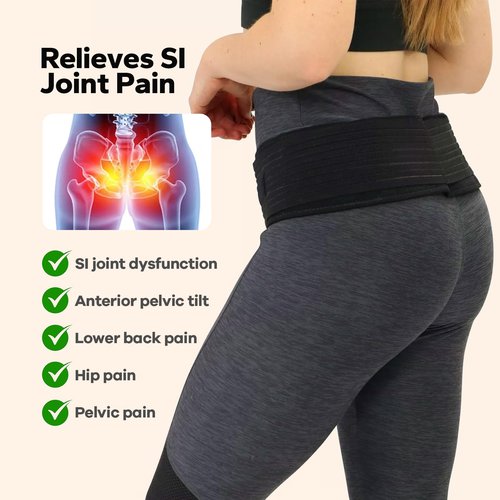 BraceBull Back Brace for Lower Back Pain Women, Si Joint Belt for Women & Men, Adjustable and Breathable Sacroiliac Hip Belt for Sciatica, Pelvic, Si Joint and Lower Backache, Medium
