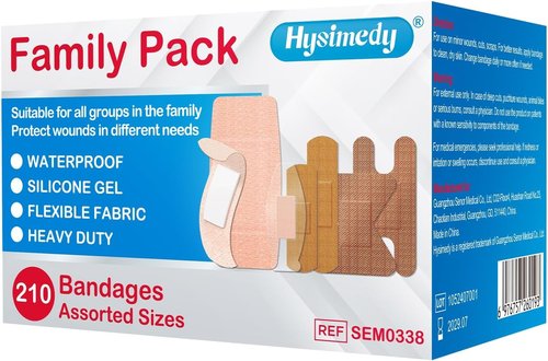 Adhesive Assorted Bandages by [Brand Name] - 210 Count Flexible, Waterproof & Hypoallergenic for Sensitive Skin