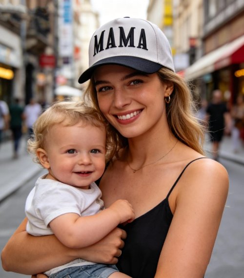 Bofemgt Mama and Mini Dad Hat- 3D Embroidered Adjustable Cotton Parent-Child Mom Baseball Caps Black