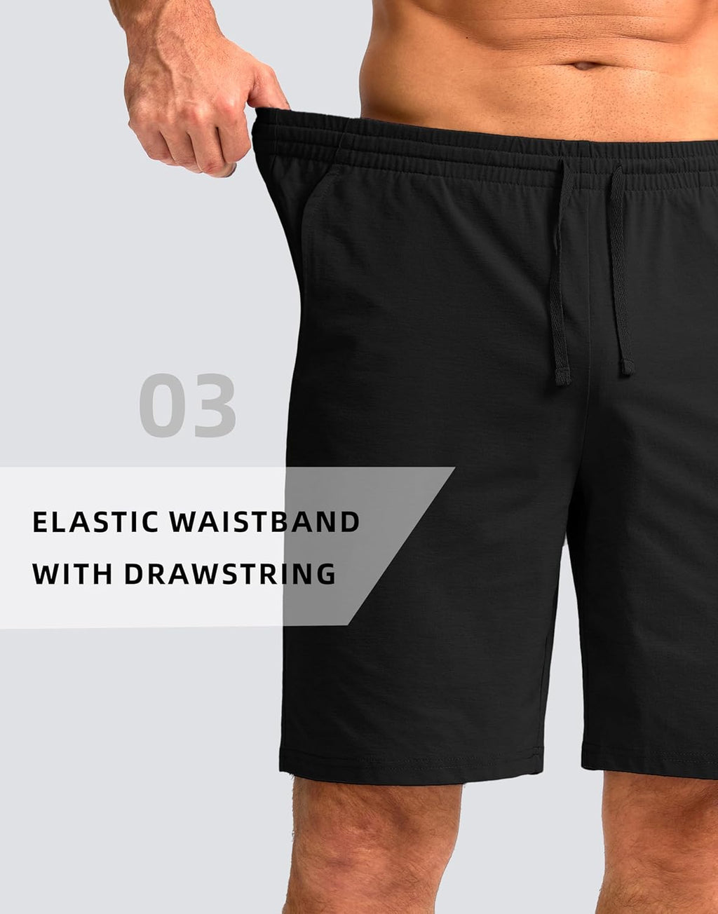 Pudolla Men's Lounge Shorts - Lightweight 9" Sweat Jersey with Pockets for Gym & Athletic Wear