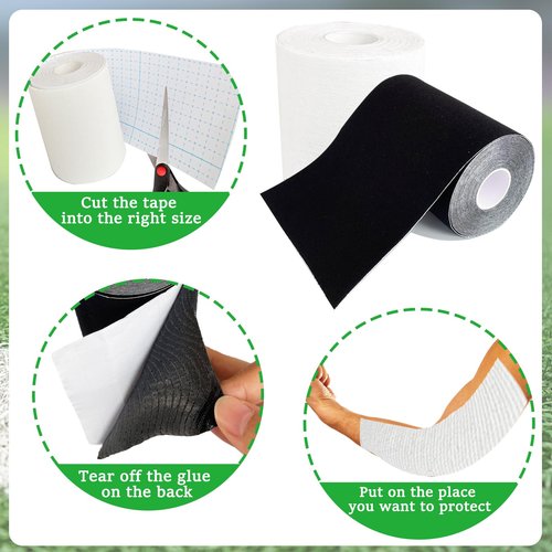 2 Rolls Football Turf Tape,10.9 Yards Sports Extra Wide Athletic Arm Tape,Ultra Sticky Sport Tapes Protect Elbows from Scraping Burn(Black,White)