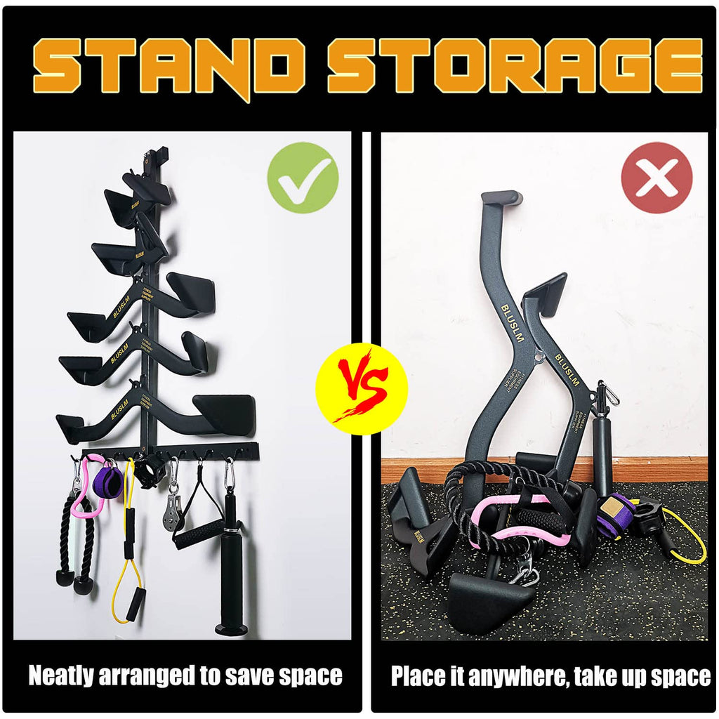 Gym Fitness LAT Pull Down Bar Storage Rack for Mag Grip - Heavy Duty A-Frame Stand for Pulldown Attachments (T-ZHIJIA)