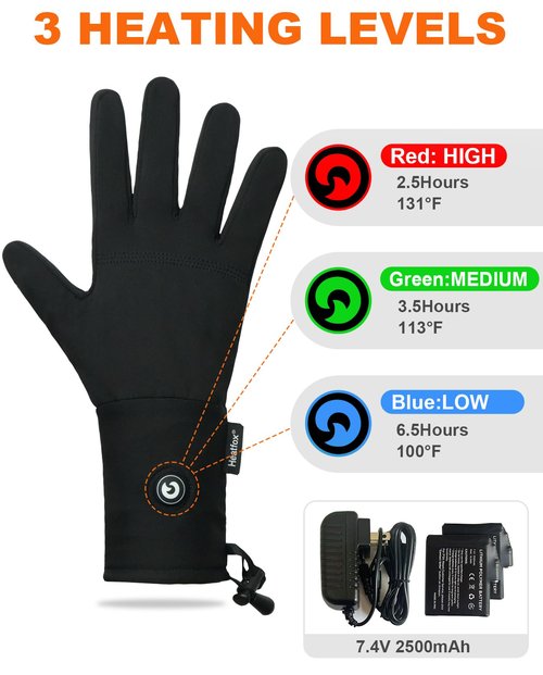 Heated Glove Liners for Men Women, Rechargeable Battery Electric Heated Gloves, Winter Warm Glove Liners for Arthritis Raynaud (Black, M)