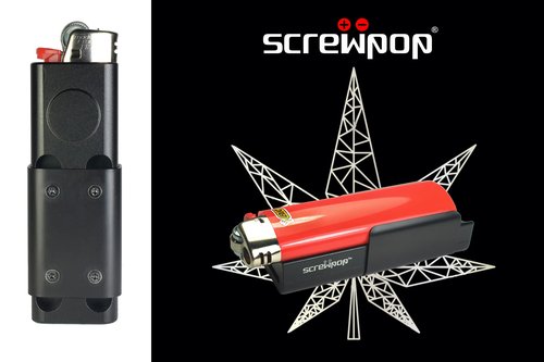 Screwpop Hit Kit Compact Standard BIC Lighter Holder and Personal Stash Space-Grade Aluminum Anodized Black (Lighter Not Included)
