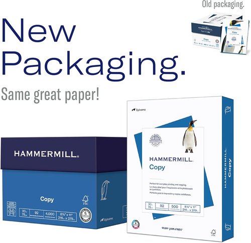 Hammermill Printer Paper - 20 lb Copy Paper, 8.5 x 11, 92 Bright - 8 Reams (4,000 Sheets) - USA Made