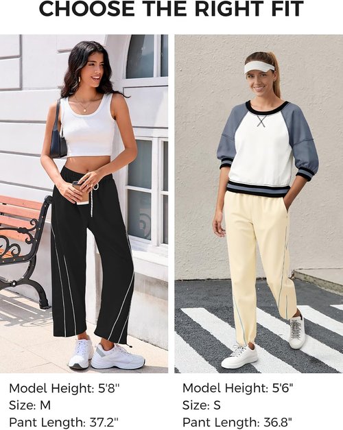 Fisoew Women's Baggy Wide Leg Pants - Casual Elastic Waist with Pockets | Perfect for Hiking & Workouts