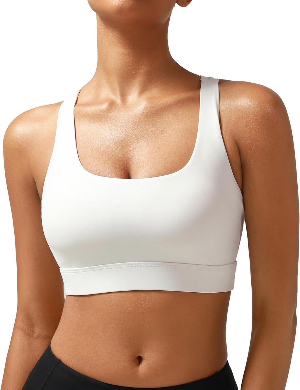 RUNNING GIRL High Impact Sports Bra for Women - Scoop Neck Strappy Design with Moulded Cups