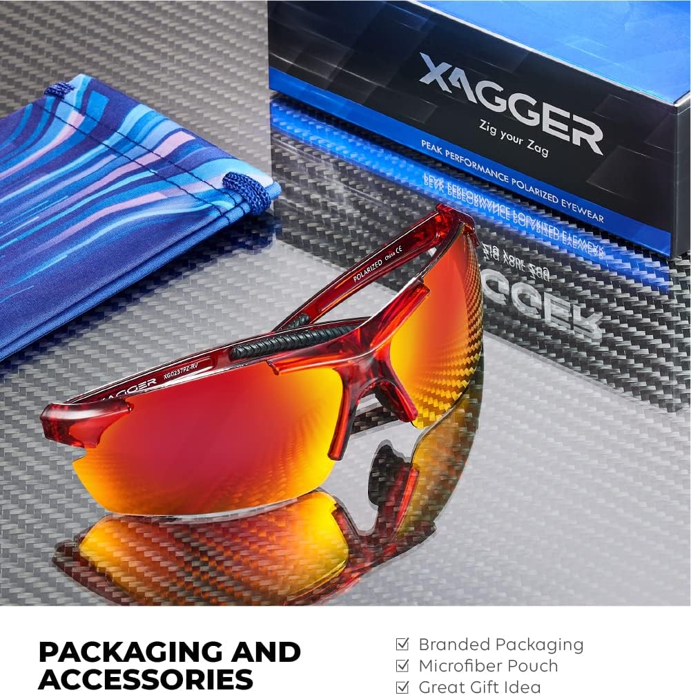 Xagger Polarized Sports Sunglasses - UV400 Protection for Men & Women | Wrap-Around Design for Running & Cycling
