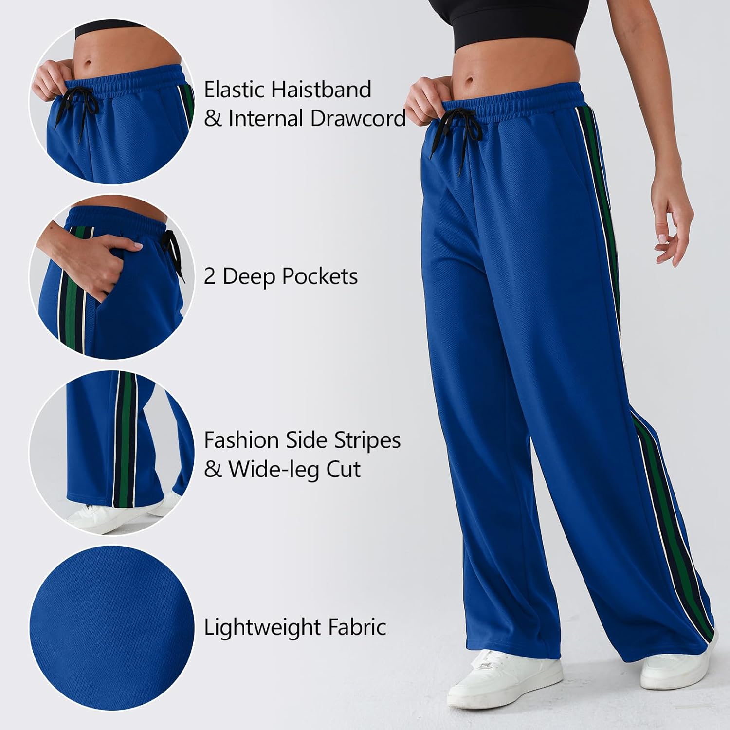 Skiennix Women's Wide-Leg Track Pants - High Waist, Quick-Dry Athletic Pants with Pockets