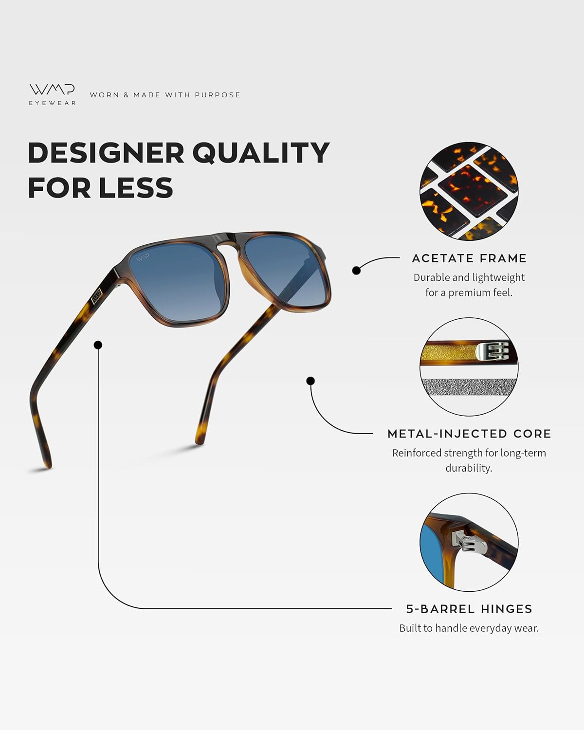 WearMe Pro Polarized Aviator Sunglasses - Modern One-Bridge Design for Men | Stylish & Durable