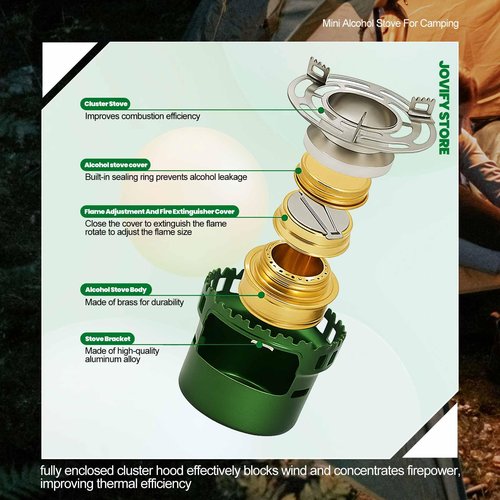 Alcohol Stove Camping Portable Backpacking Lightweight Alcohol Burner Stove with Aluminium Stand for Outdoor Hiking Picnic Emergency Coffee Camping