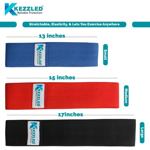 Kezzled Resistance Exercise Loop Bands Home Gym Fitness Equipment, Body Stretching, Strength Training, Physical Therapy, Rehab, Workout Anti Slip Pilates Flexbands for Legs Butts & Booty Pack of 3