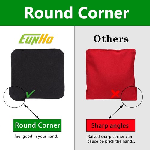 EunHo Cornhole Bags - Set of 8 Regulation Size All-Weather Bean Bags with Carry Case