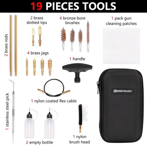 BOOSTEADY Universal Handgun Cleaning Kit - Complete Set for .22, .357, .38, 9mm & .45 Caliber Pistols