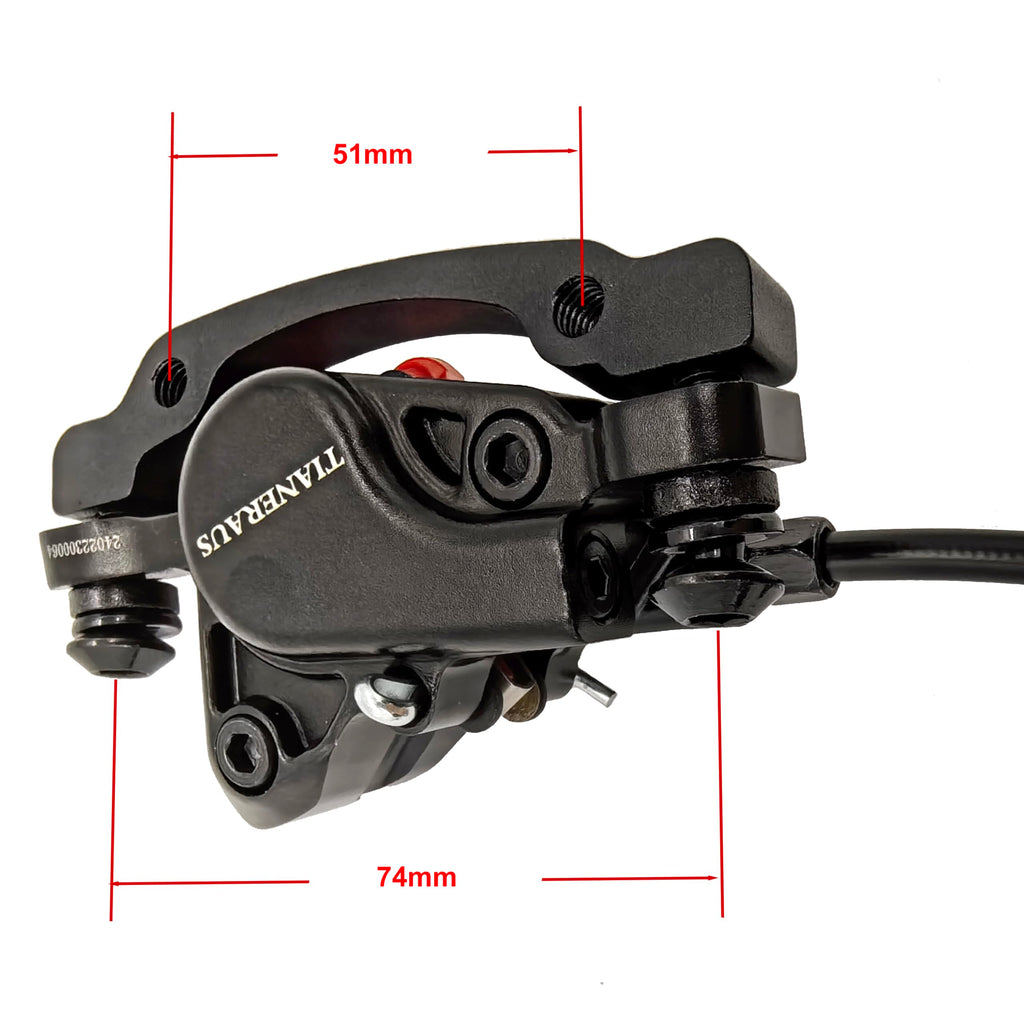 Tianeraus Mountain Bike Hydraulic Brake and Lever - Left Front 850mm Adapter Aluminum Alloy Hydraulic Bike Brakes, is/PM Adapter, Resin Pads, Black (is/PM)