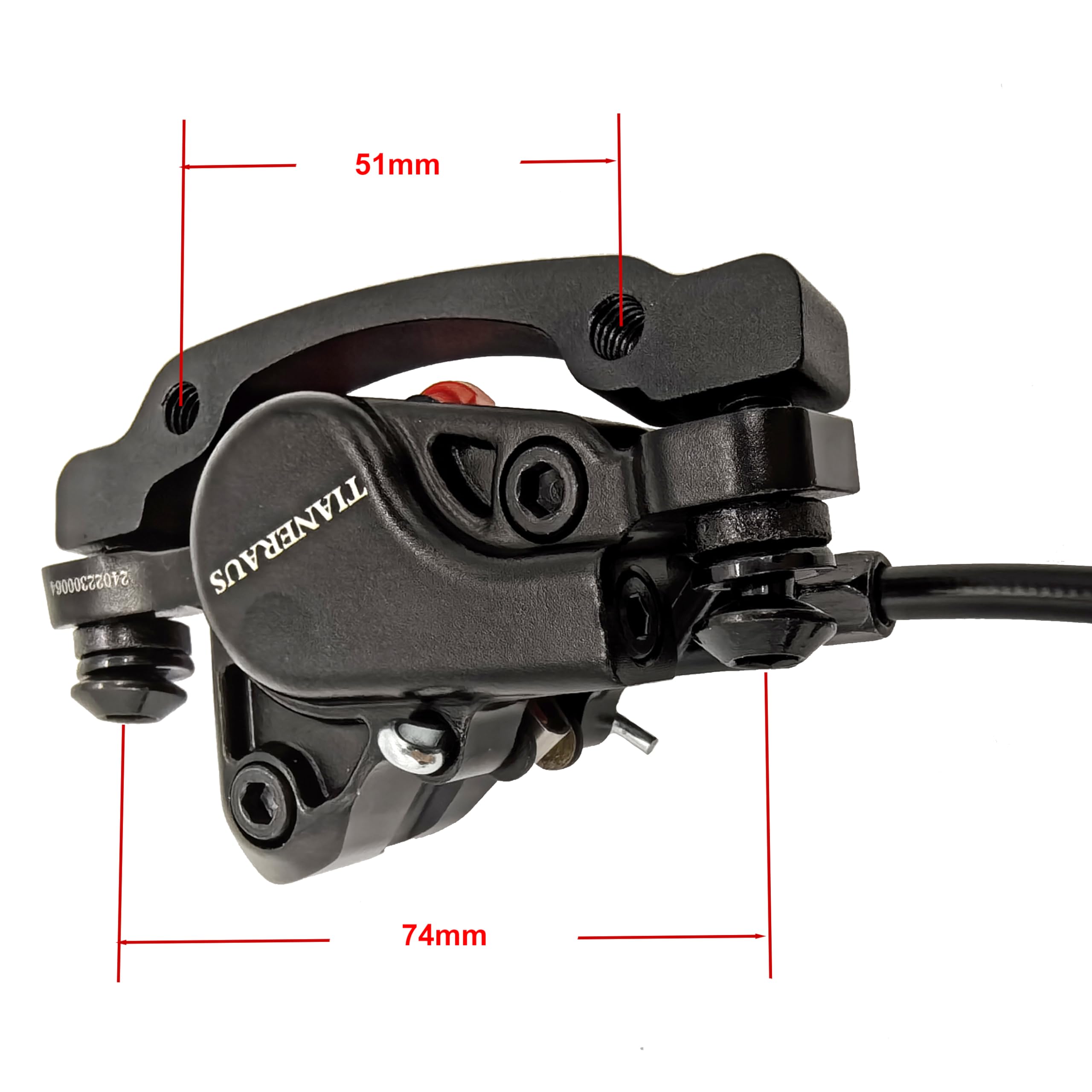 Tianeraus Mountain Bike Hydraulic Brake and Lever - Left Front 850mm Adapter Aluminum Alloy Hydraulic Bike Brakes, is/PM Adapter, Resin Pads, Black (is/PM)