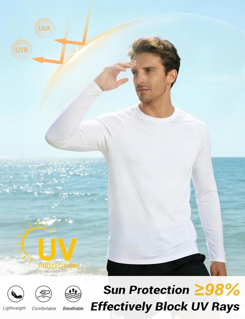 MAGCOMSEN Men's Long Sleeve UV Protection Shirts - UPF 50+ Dry Fit Athletic T-Shirts | 2 Pack