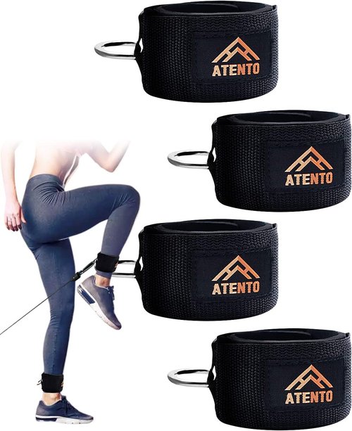 ATENTO Ankle Straps - Comfortable Padded Cuffs for Cable Machines | Adjustable for Glutes & Lower Body Workouts