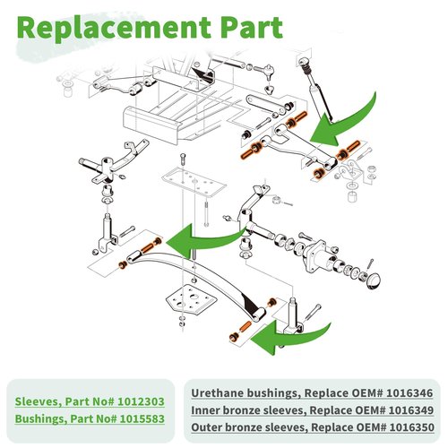 10L0L Front Leaf Spring & Upper A Arm Bushing Kit for Club Car DS Golf Cart 1992-up, Replace OEM 1016346 1016349 1016350 1012303 1015583