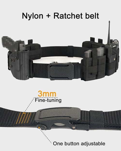 EZL Tactical Belt for Men - 1.5" Adjustable Nylon Web Duty Belt with Automatic Slide Buckle