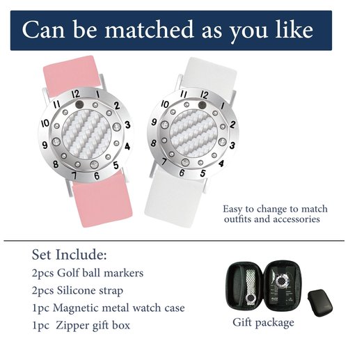E TRUEE Golf Ball Marker with Carbon Fiber Ball Marker Bracelet, Golf Accessories, Golf Gifts, Golf Counter for Men Women