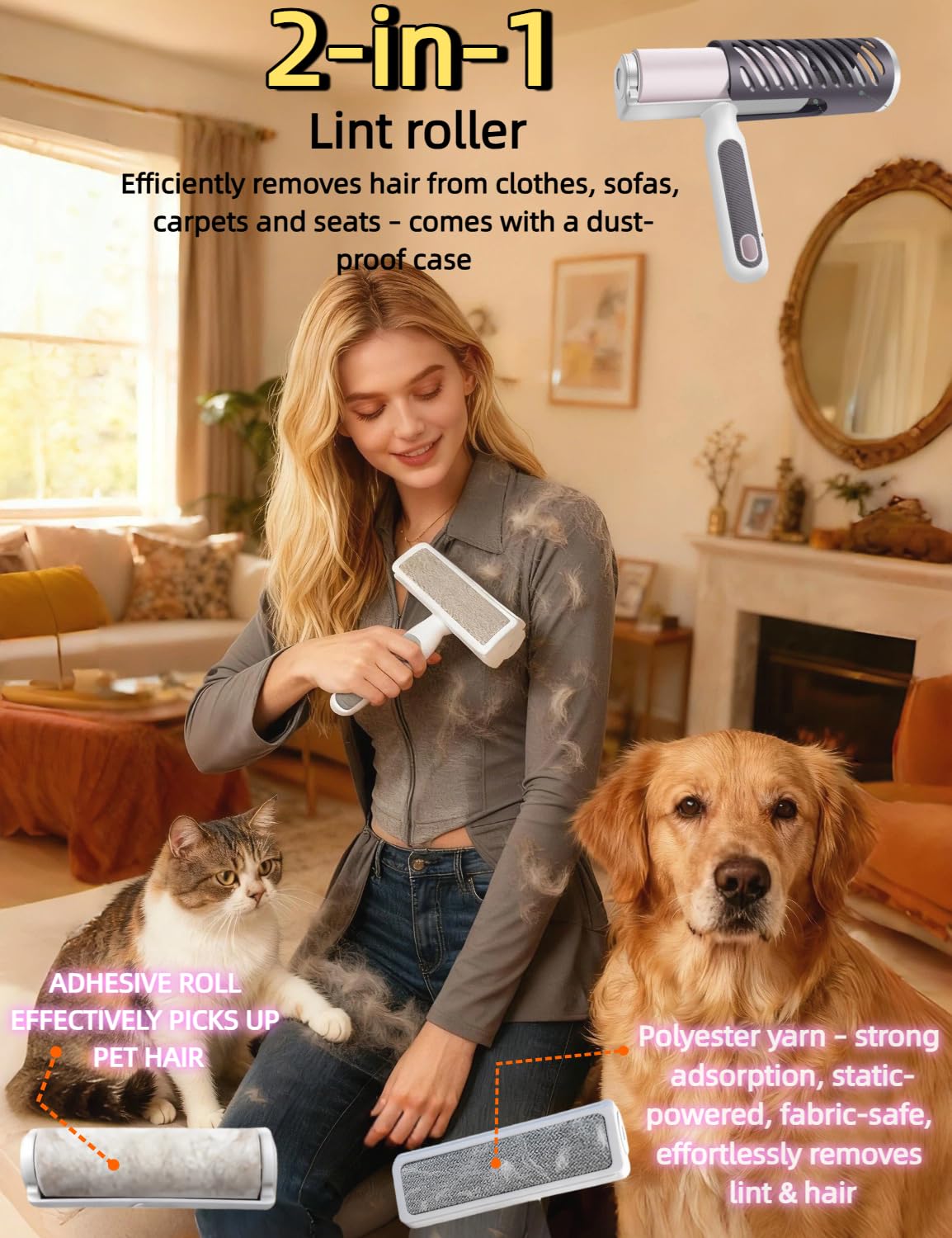 Skiennix 3-in-1 Deshedding Dog Brush - Grooming Tool with Undercoat Rake & Dematting Comb for Medium to Large Dogs - Peacock Green