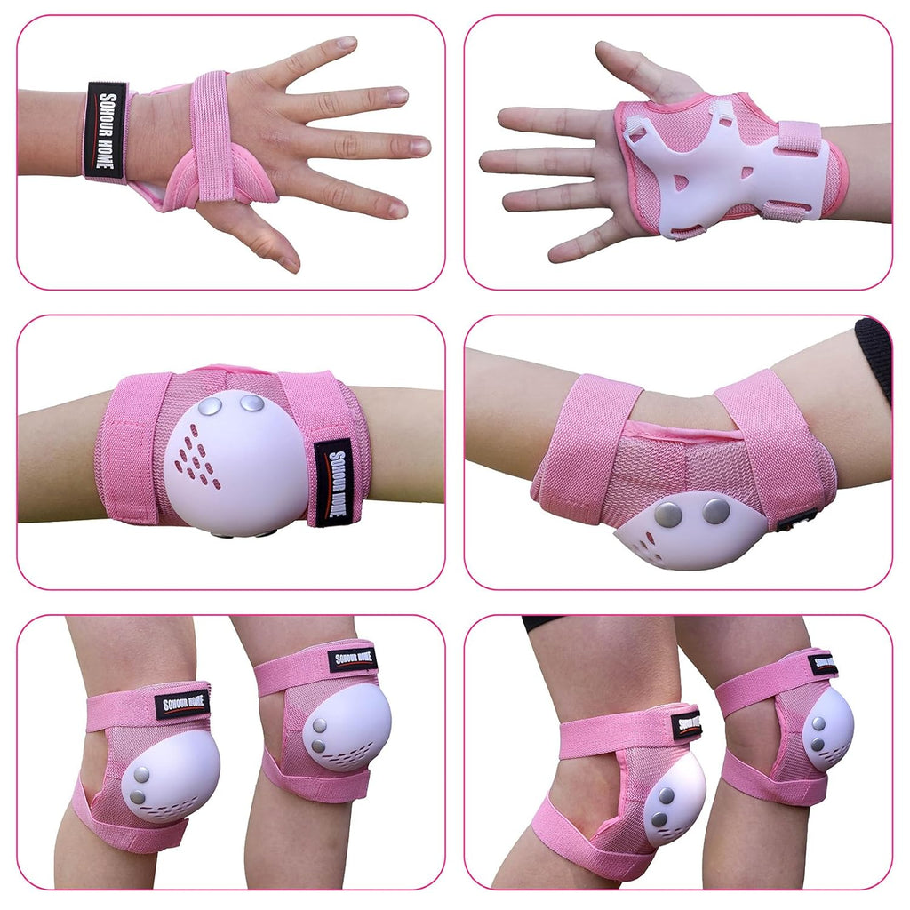 Skiennix Kids Protective Gear Set - Knee Pads, Elbow Pads & Wrist Guards | For Ages 3-15, Ideal for Roller Skating, Cycling & More