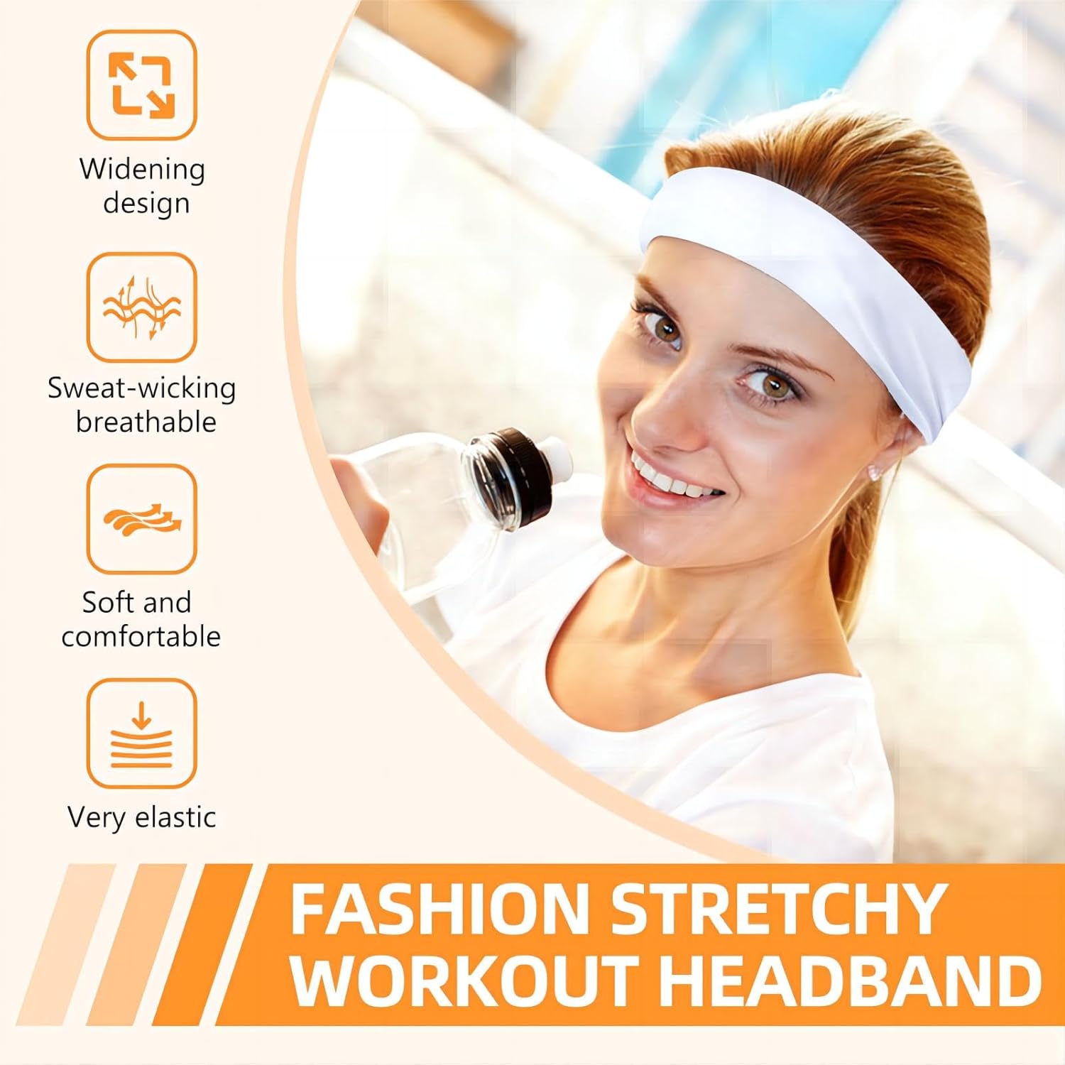 Skiennix 8PCS Non-Slip Sports Headbands - Soft & Absorbent for Running | Ideal for Men & Women