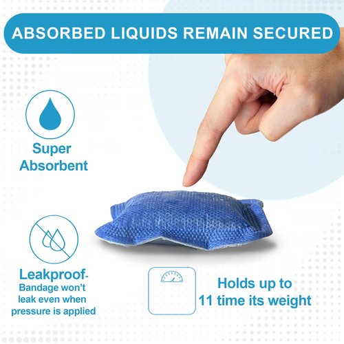 MedVance Super Absorbent Dressing, Dressing Pads for Wound Care, for Pressure Ulcers and 1st/2nd Degree Burns, Superior Moisture Absorbency Bandages, Box of 5 dressings (8"x8")