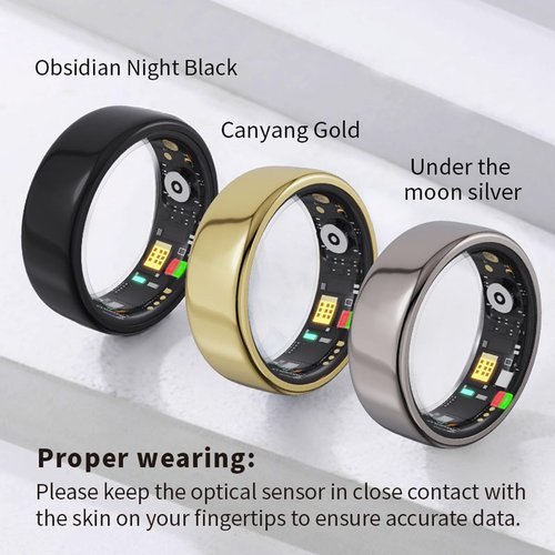 Smart Ring, Sleep Tracking Wearable, Fitness Tracker, IP68 Water Proof, Surport Charging, for Men Women Working Out Gym, Up to 5 Days of Battery Life (8#)