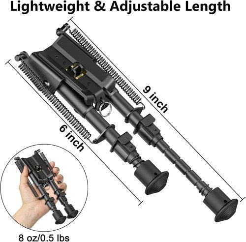 CVLIFE Adjustable Picatinny Bipod - 6-9 Inches with Spring Return & Picatinny Adapter