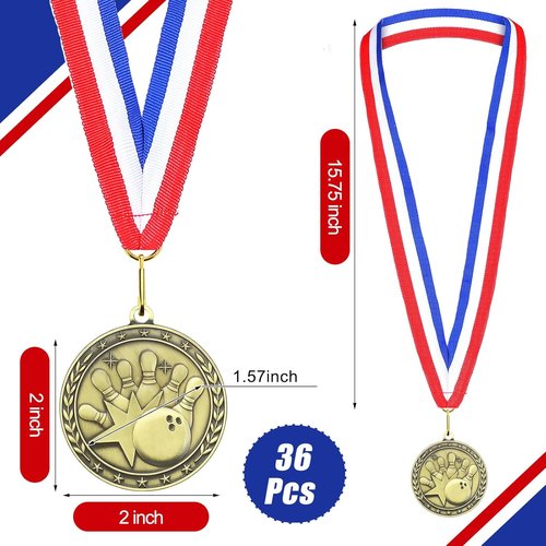 Gold Medals by [Brand Name] - 36 Pcs 2'' Sports Awards with Ribbons | Perfect for Volleyball, Football & More